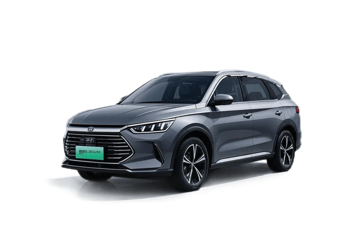 BYD Song Plus DM-i 2024 plug-in hybrid SUV with Type 2 charging, 50-mile electric range, and modern design.