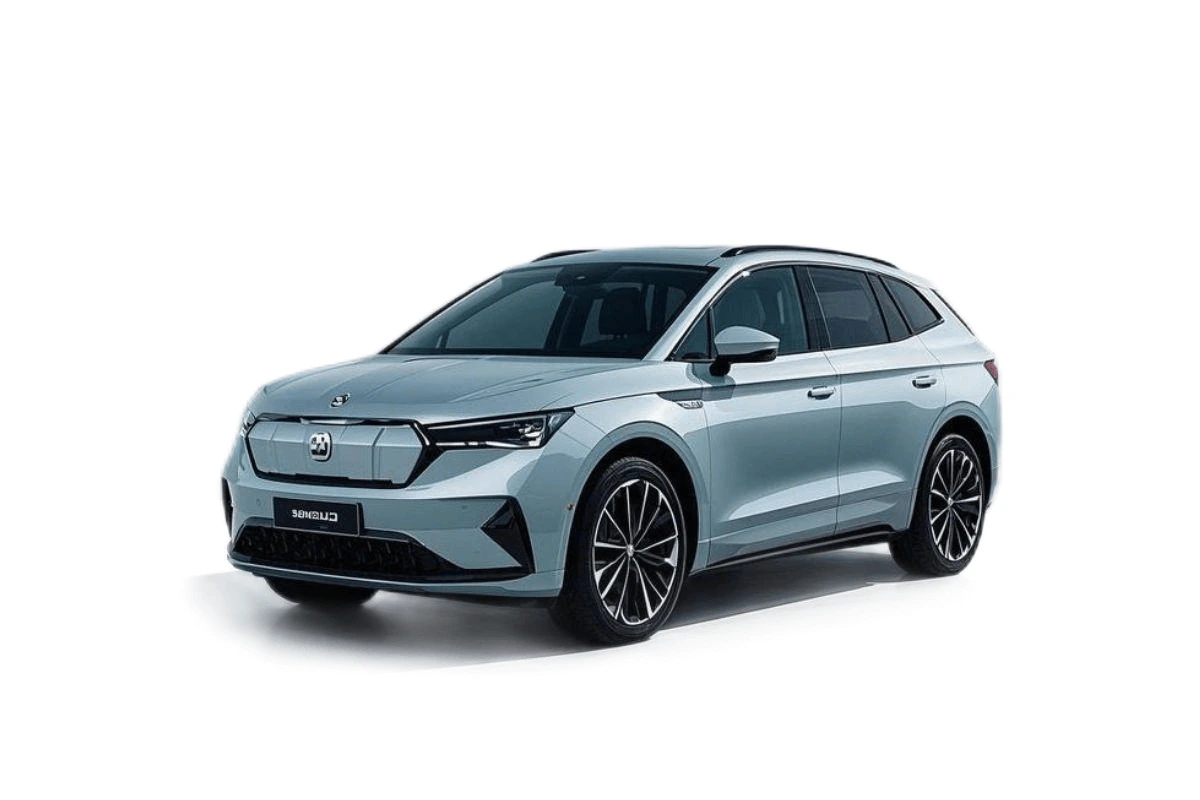 Škoda Enyaq 2024 electric SUV with Type 2 AC and CCS2 DC fast charging, 285-mile EPA range, and spacious design.