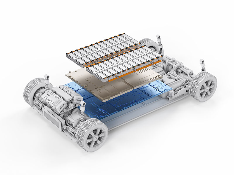 Illustration of the internal disassembly of an electric vehicle battery