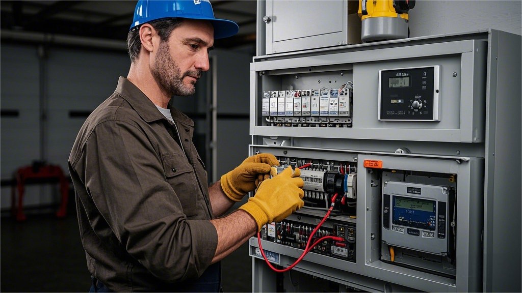 Certified electrician inspecting a home's electrical panel before EV charger installation.